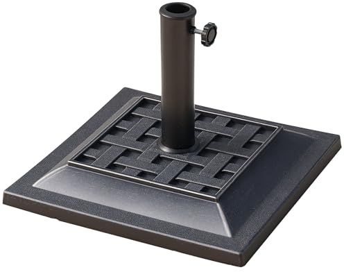 Outsunny Basamento per Ombrellone da Giardino in Resina e Acciaio in Stile Vintage, 44x44x32cm, Nero e Bronzo