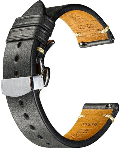 REZERO Cinturini Rilascio Rapido per Orologio, Cinturino in Pelle di Vitello, Cinghie, Fasce per Orologio, Bracciale Orologio in Pelle Morbida per Uomo Donna 18mm, 19mm, 20mm, 21mm, 22mm, 23mm, 24mm