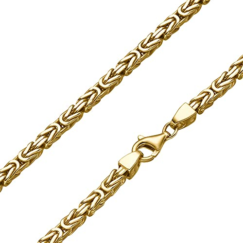 SchmuckForever Vergoldete 4mm Königskette 925 Silber massiv - Länge Wählbar - Gold Vergoldet - Collier Halskette oder Armband (60)