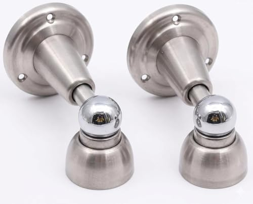 Pack of 2 Magnetic Soft Close Door Stop | Wall Mounted Stainless Steel Magnet Door Stopper Catch Holder, Chrome Finish Hydraulic Buffer Long Doorstops