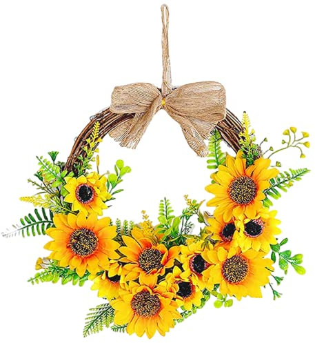 Sommar dörrkrans, honungsbi dekor solros ytterdörr krans konstgjord sommarkrans dekorationer för fönster hem gåva hängande ornament