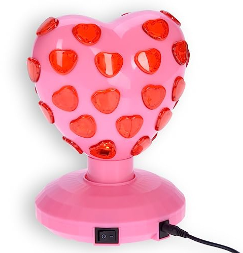 Diskolampa med 3 LED-lampor roterar 360°, retrostil klassisk diskokula disco light LED-partylampa discokula diskokula festljus bollljus (rosa hjärta)