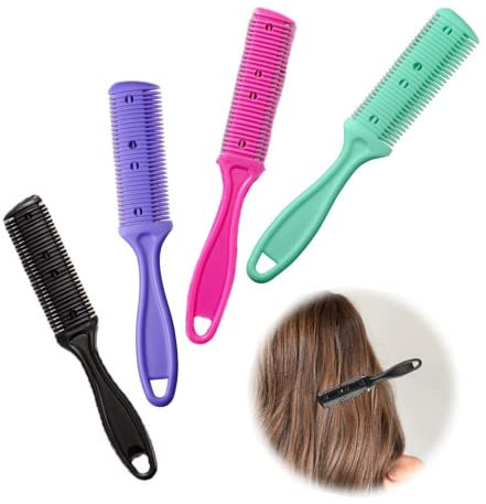 JLEivvi 4 PCS Hair Razor Comb Double Sided Hair Trimming Comb,Hair Cutting Razors Comb Thinning Trimmer,Hairdresser Comb for Hair Cutting and Styling