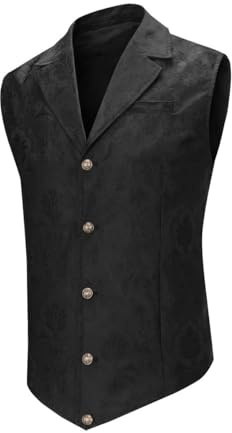 Allthemen Chaleco de traje gótico steampunk para hombre Chalecos occidentales formales Paisley para fiesta boda