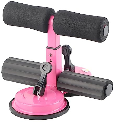Barra Sit Up Stabile Doppia Ventosa per Allenamento Completo del Corpo, Tre Regolazioni in Altezza per Esercizi Fitness Muscoli Addominali (Pink)