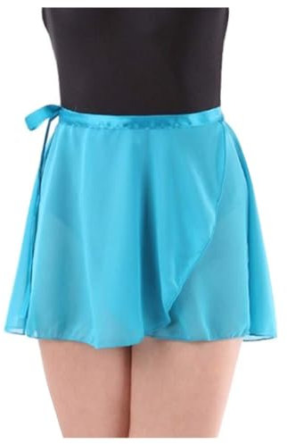 MUNAFIE Ballettkleidung Damen Ballett Rock Verstellbare Taille Krawatten Chiffon Wickelrock Tanz Röcke für Damen und Mädchen Himmelblau