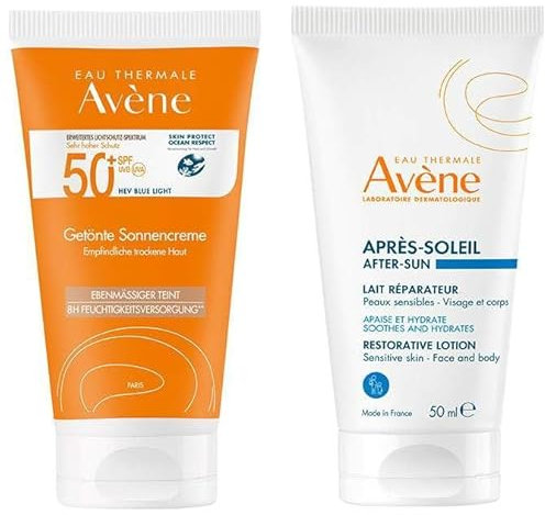 Avene Getönte Sonnencreme SPF 50+ 50 ml + gratis Repair - Lotion nach der Sonne 50 ml
