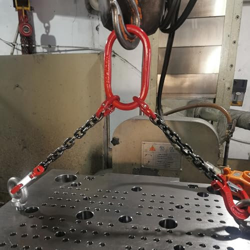 Chaine de Levage Élingue à chaîne à double brin de 3 tonnes 5/16, élingue de levage robuste avec crochets pour levage de moteur, remorquage répété, chaîne suspendue en acier allié, 0,5 1 2 3 4 m(4m/13