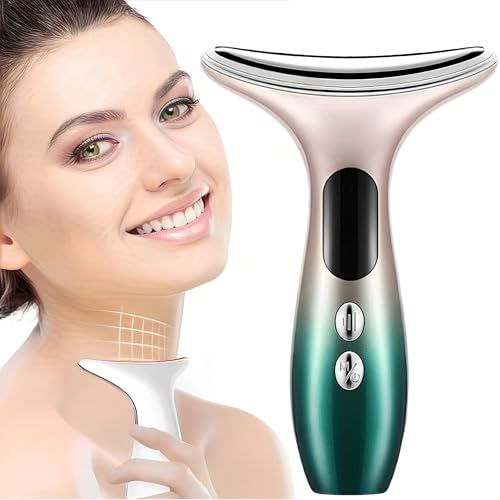 WYFCR 4 in 1 Massaggiatore viso elettrico,dispositivo viso antirughe con 4 modalità Llight,dispositivo di bellezza per viso e collo, e il rafforzamento della pelle(Colore sfumatore)