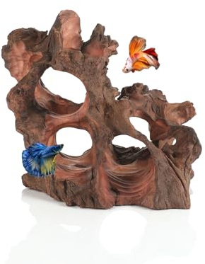 Natural Wood Aquarium Cave Betta Fish Hideout for Aquarium Fish Tank Decorations-Reptile Hide-Snake Hide-Cave for Cichlids Habitat Shelter for Crayfish Shrimp and Other Aquatic Pets 6.1-9.8