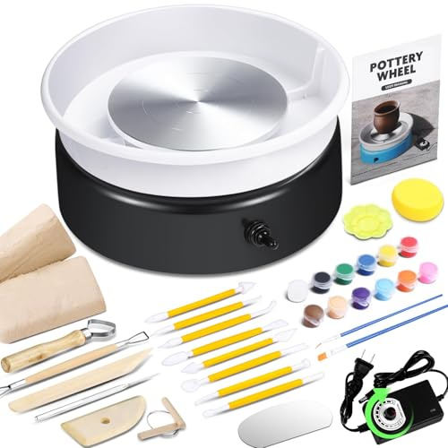 Pottery Wheel for Adults Beginners Kids - 6 Variable Speed Pottery Wheel Tool Kit, Supports Forward and Reverse Rotation, 60dB, Art Supplies, Crafts for Adults