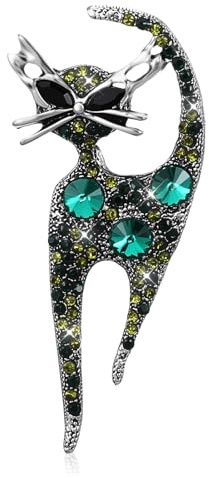 Mabor Vintage Cat Brooch Pin, Rhinestone Cat Brooch for Women Girls