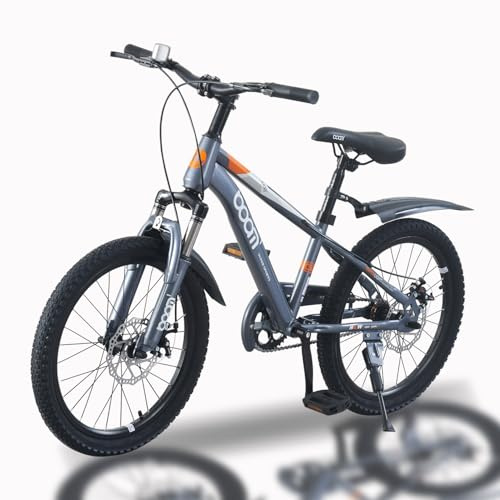 TRIOBLADE Kids Bike 18 20 22 Kids Mountain Bike for Boys and Girls Junior Mountain Bikes Children Bicycle with Shock Absorber 12.25-Inch Frame Dual Disc Brake 5-14 Years Old (Grey, 22 inch)