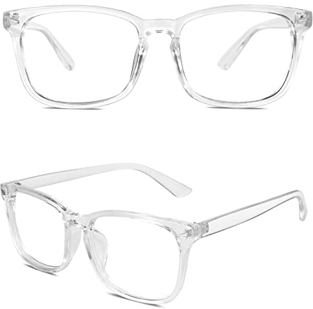 GQUEEN Fake Brille Ohne Stärke Damen Herren Klare Nerdbrille UV400 Transparent,PE2