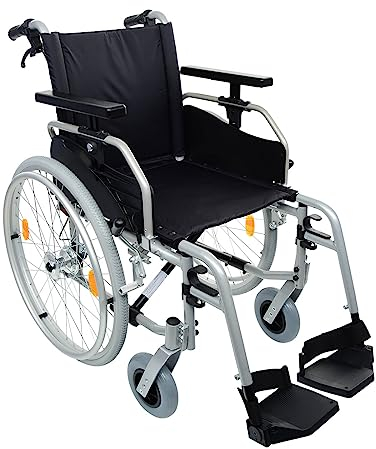 Leichtgewicht Rollstuhl Primus ML 2.0 - faltbarer Transportrollstuhl - Reise-Rollstuhl mit Steckachsensystem, Komfortarmlehne und Trommelbremse - Sitzbreite 48 cm