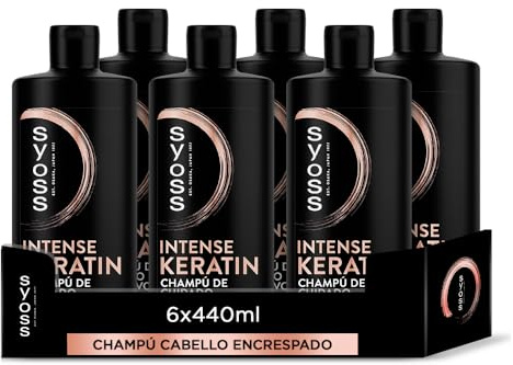 Syoss - Schampo för frissigt och torrt hår – Keratin – 6 st 440 ml – Kontrollerar frizz och reparerar djupt, hår som färskt från frisören