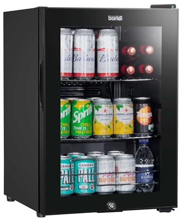 Dellonda Baridi 60L Beer & Drinks Fridge with LED Light, Black and Glass Door – DH62