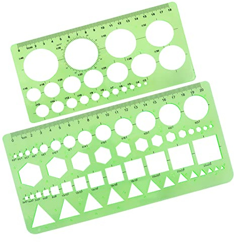 TIESOME 2Pcs Drawing Stencil, Circle Template for Drawing, Ruler Quilling Tool, Round Hole Ruler Tool, Multi-Function Round Plastic Geometric Stencil Rulers Drawing Set for Studying, Designing, Office