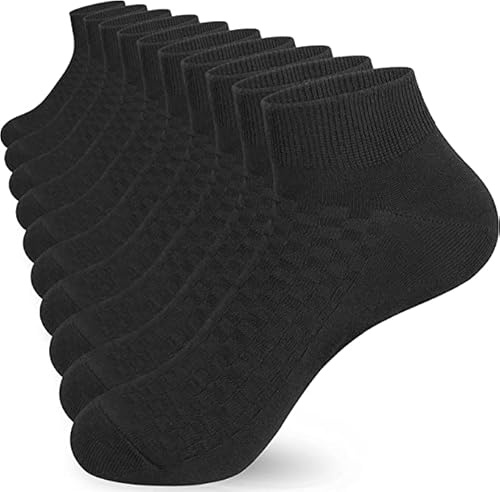 Mens White Black Bamboo Socks, Non Slip Low Cut Walking Trainer Socks For Mens 9-12,Multipack Breathable Wicking Sneaker Casual Ankle Socks 5 Pairs