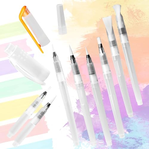 8 Stück Wasserstift Set, Wasserpinsel Stifte mit Befüllbarer Wassertank, Aquarell Water Brush Pens, Pinsel Für Wasserfarbenmalerei, Kalligraphie Künstlerische Malerei