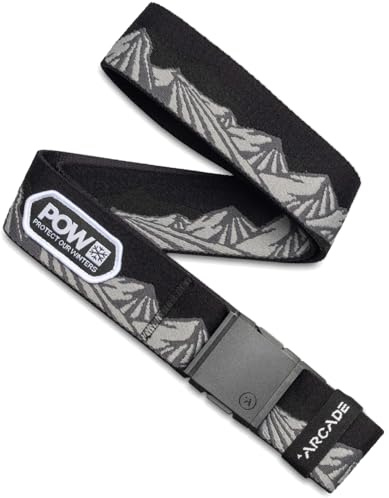 Arcade Belts A2 Unisex Adventure Belt: Heavy Duty Stretch, Metal Free Buckle, Pow X Joseph Toney - Black/Charcoal, Standard (Up to 40); 1.5 Wide