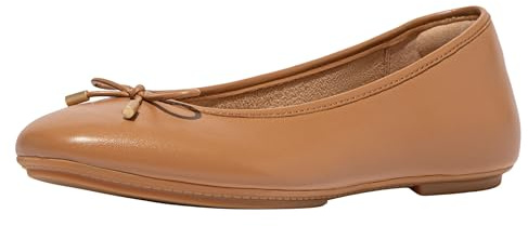 Fitflop Ballerine Delicato da Donna in Morbida Pelle Metallizzata con Fiocco, Abbronzatura del Deserto., 6.5 UK Narrow