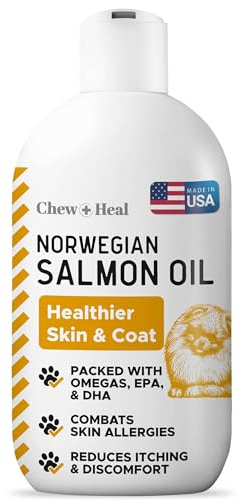 Salmon Oil for Dogs - Premium Fish Oil for Skin and Coat Health - Omega 3 Supplement - Supports Itchy Skin - 8 oz Liquid - Norwegian Dog Salmon Oil - Essential Dog Supplement