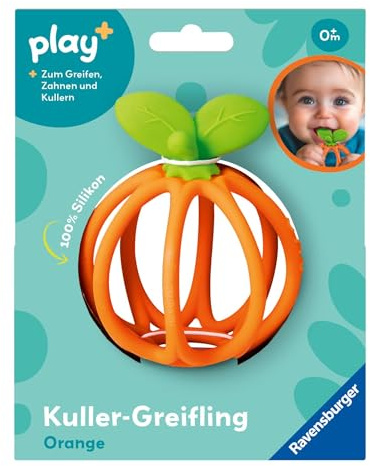 Ravensburger Play+ Kuller-Greifling: Orange - Zahnungshilfe, Silikon Baby-Spielzeug ab 0 Monate