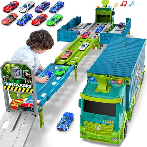 Transport Truck Toys Cars for Boys,Portable Truck Toy with 8 Race Cars