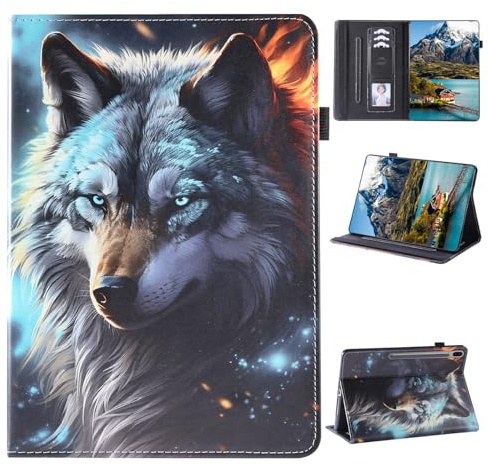Rosbtib Case for Samsung Galaxy Tab S6 10.5 Inch 2019 Model (SM-T860/T865), Folio Tablet Protective Cover Stand Case with Card Holder & Pen Holder for Galaxy Tab S6, Wolf