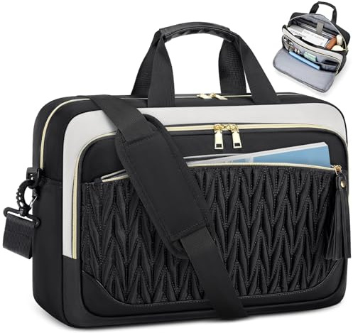RAINSMORE Sac Ordinateur Femme Grand Sacoche Ordinateur 17.3 Pouces Imperméable Sac de Travail Sac Pc Portable Housse Mallette Bandoulière