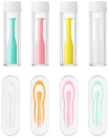 JYNXOR 8Pezzi Ventosa per Lenti contatto, Applicatore Lenti Contatto, Pinzette Lenti a Contatto, ventose per lenti Contatto Rigide, Inseritori Lenti Contatto Silicone, Ideali per Uso Quotidiano Viaggi