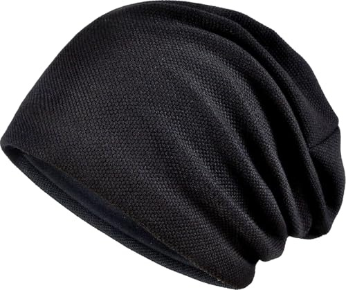 AROILIZEBO Chemo Headwear for Women Cotton Slouchy Beanie Soft Breathable Knit Cancer Hat for Hair Loss Sleep Cap Black