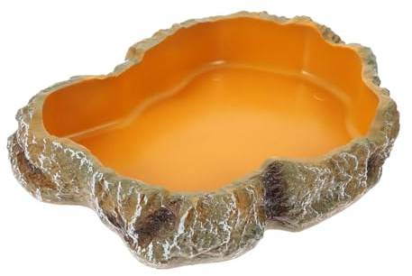 SEWACC Ciotola per Alimentazione Rettili e Tartarughe Resistente e Antiribaltamento Design Roccia Naturale per Terrari Contenitore per Cibo e Acqua Accessorio per Rettili e Anfibi