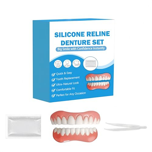 Set per Ribasatura in Silicone per Protesi Dentarie – Kit di Ribasatura per Denti Artificiali – Cuscinetto Morbido per Ribasatura – Kit per la Cura dei Denti – Flessibile, Morbido (1Pezzo)