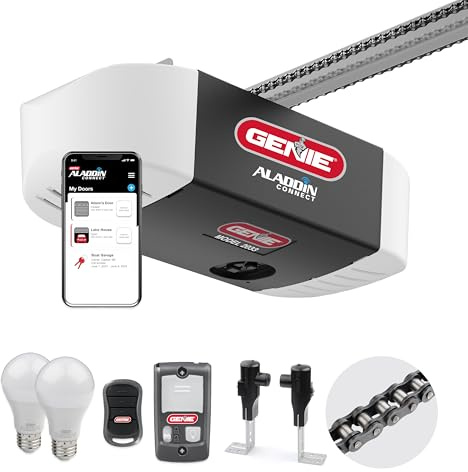Genie Smart Garage Door Opener with WiFi - Chain Drive with LED Lighting - Works with Alexa, Google Assistant, SmartThings - Includes Remote, Sensors - Model Chain Glide Connect - Black