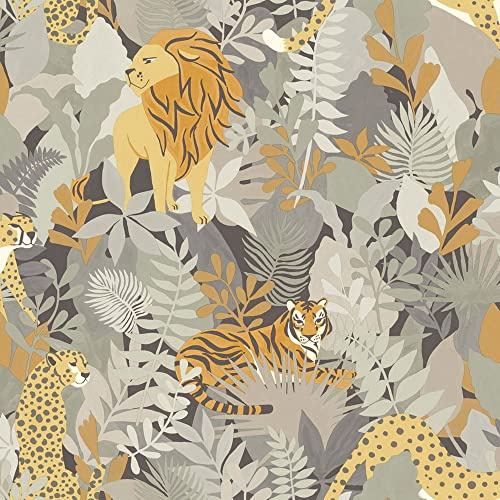 Holden Animal Kingdom Wallpaper Exotic Tropical Jungle Neutral/Grey 13072