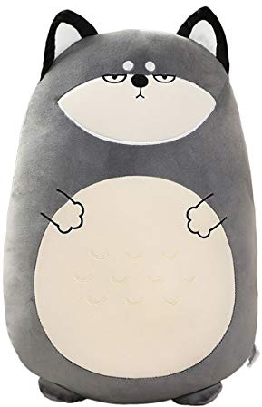 Coussin en peluche dinosaure - Mignon animal en peluche - Coussin décoratif - Doux - Dessin animé - Oreiller de couchage pour enfants (Husky, 60 cm)