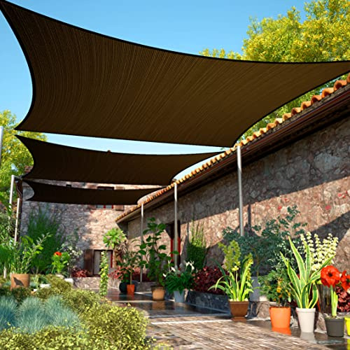 ShadeMart 23 cm x 43 cm brunt solskyddssegel UPF50 rektangel smTAPR1420 baldakin tyg skärm, vattengenomtränglig och UV-beständig, kraftig, Carport uteplats utomhus – vi anpassar storleken