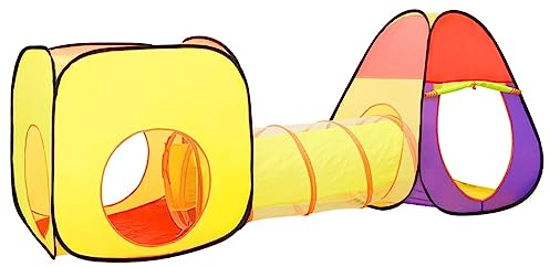 vidaXL Spielzelt für Kinder Bällebad Kinderzelt Babyzelt Spielhaus Zelt mit Tunnel Tragetasche 3-in-1 Design Mehrfarbig 255x80x100cm