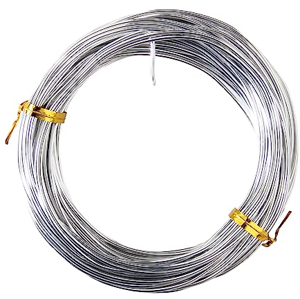 15.5 Metros de Alambre de Aluminio, Color Plata, 1.5mm de Espesor, Alambre para Escultura, Alambre Doblable de Metal para Esqueletos de Muñecas y Manualidades