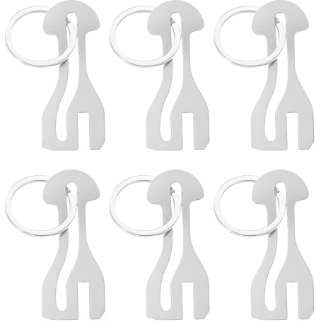 6 Stück, Einkaufswagenlöser, Metall Einkaufschip Schlüsselanhänger, Einkaufswagenchip Edelstahl, Wagenchip Abziehbar mit Personalisiert Schlüsselring für Einkaufswagen(Silber)