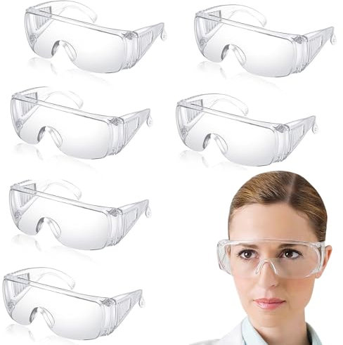 Magiho 6 Pièces Lunette de Protection Travail, Transparentes Lunettes de Protection, Lunette de Protection Anti-rayures Anti-buée, Lunette Protection pour Laboratoire, Cyclisme, Alpinisme, Laboratoire