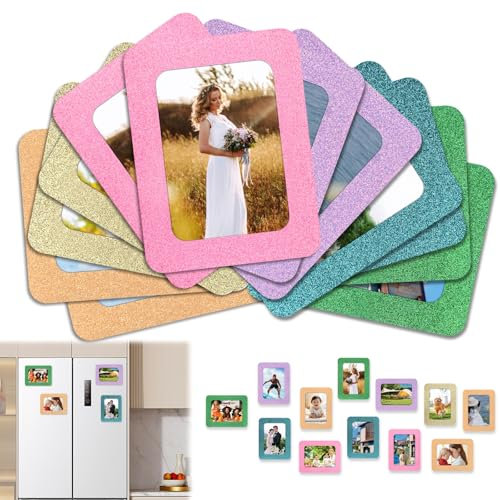 Omagie 12 Packs Magnetic Picture Frame 4x6 Magnetic Photo Frames For Refrigerator Magnetic Picture Frames For Refrigerator Locker For Refrigerators, Cabinets, Chalkboards, With Shiny Dots Design
