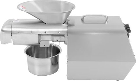 Macchina per pressa olio in acciaio inox argento, estrattore automatico di olio di semi, gamma di temperatura 0-300 °C, 52 x 20 x 29 cm