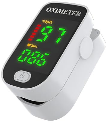 VABOO Finger Pulse Oximeter, Blood Oxygen Saturation Meter Heart Rate Monitor with LED Display Blood Oxygen Saturation Meter SpO2 Monitor Family Medical Health