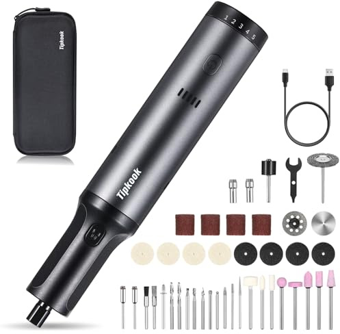 Tipkook Akku Multifunktionswerkzeug, Rotationswerkzeug 7.2V, 5 Variable Drehzahl 10000–30000 U/min, Multitool-Set mit 42 Zubehören für Bohren Schneiden Entrosten, Schleifen Gravieren Polieren Schärfen
