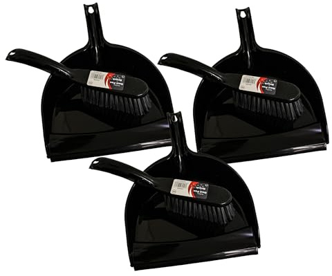 LITETRON 3 Pack Black & Grey Handheld Dustpan and Brush Sets- Compact & Durable Brush and Pan Set,Easy-to-Use Cleaning Tools for Home,Office & Outdoors–Lightweight Design Dustpan & Brush