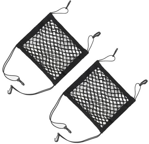 pclapora 2 Pièces Filet de Rangement, 25 x 30cm Filet Voiture Rangement, Sac en Filets pour Dossier, Élastique avec 4 Crochets, Filets Coffre Voiture pour la Plupart des Voitures