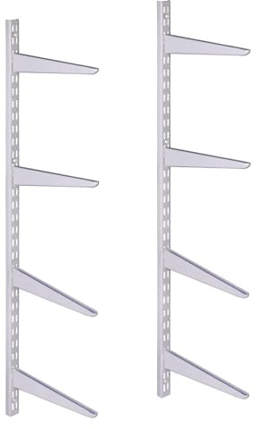 EAI White Twin Slot Shelving Kit, 8x270mm Brackets, 2x1m Uprights | Twin Slot Steel Shelving System, Wall Mounted, Ideal for Garages, Workshops, Libraries, Shops, Hospitals and More